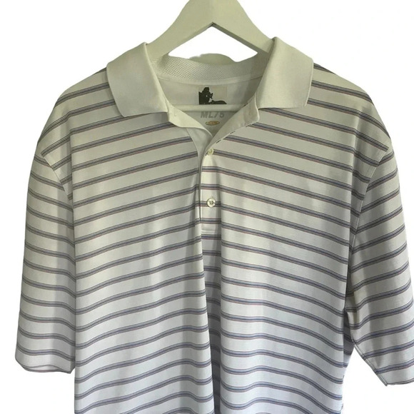 Greg Norman Mens Golf Polo Size Large Striped ML75 Play Dry - Picture 2 of 5